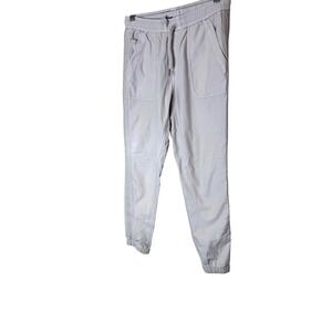 Athleta Jogger Pants Womens 2 White Farallon Twill Elastic Waist Travel Athletic